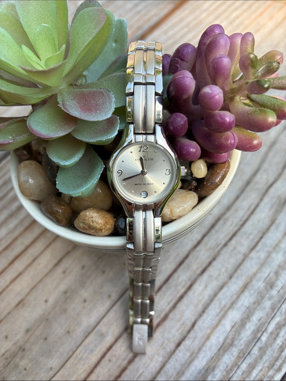 Anne Klein Silver Tone Bracelet Watch with Light Silver Dial